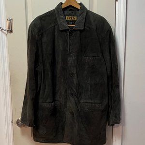COPY - J. Madison Men's XL Suede Leather B/D Field Coat. Dark green/grey.